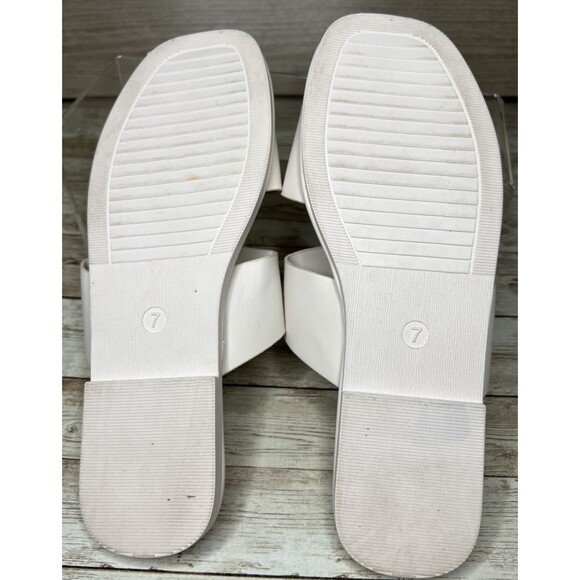 Rachel Zoe Women Sandals 7M Pale Pink/White Open Toe Slip On Block Heel - Picture 10 of 14